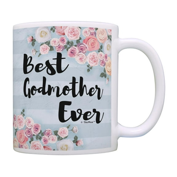 ThisWear Mothers Day Gifts from Godchild Best Godmother Ever Christening Gifts Coffee Mug Floral
