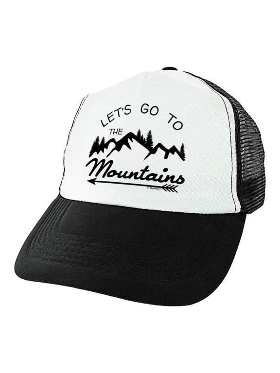 Mountain Hiker Gifts Let's Go to the Mountains Adventure Apparel Hiking Hats Mountain Trucker Hat