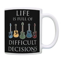 ThisWear Music Lovers Gifts Life is Full of Difficult Decisions Guitar Mug Music Teacher Mug Music Themed Gift for Women Music Related Gifts Rock Gifts for Men 11 ounce Coffee Mug Multi