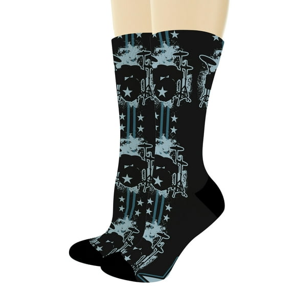 ThisWear Musician Gifts Drums Socks Music Themed Socks Music Apparel Musical Gifts 1-Pair Novelty Crew Socks