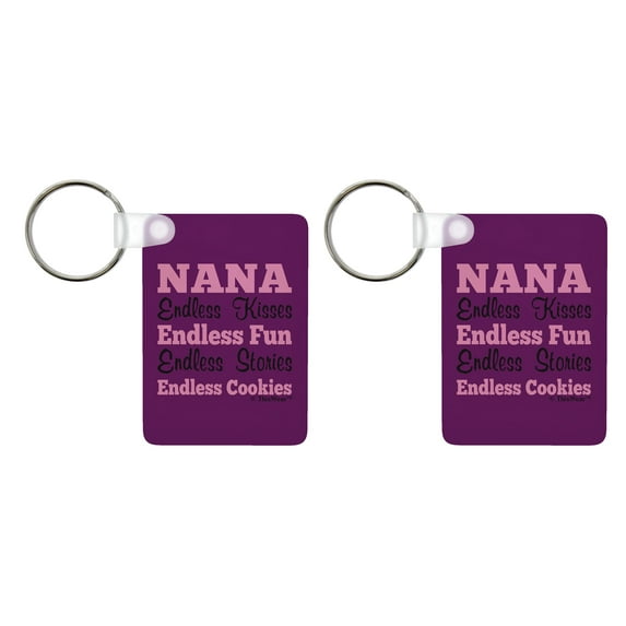 ThisWear Nana Gifts From Grandkids Nana Endless Kisses Fun Stories Cookies 2-Pack Aluminum Rectangle Keychain