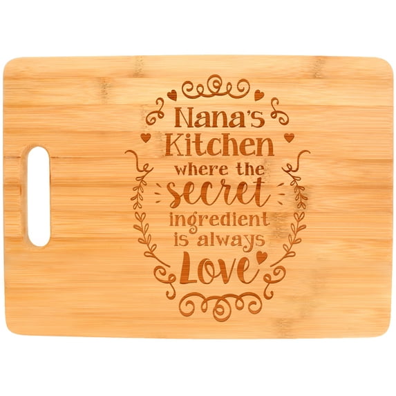 ThisWear Nana Gifts Nana's Kitchen Where the Secret Ingredient Is Love Big Rectangle Bamboo Cutting Board