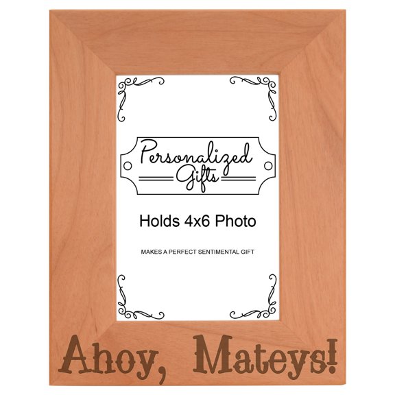 ThisWear Nautical Gift Ahoy Mateys Sailing Cruise Ship Wood Laser 4x6 Portrait Picture Frame
