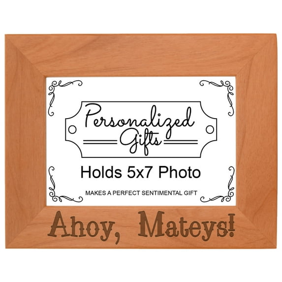 ThisWear Nautical Gift Ahoy Mateys Sailing Cruise Ship Wood Laser 5x7 Landscape Picture Frame