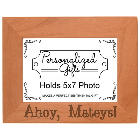 ThisWear Nautical Gift Ahoy Mateys Sailing Cruise Ship Wood Laser 5x7 Landscape Picture Frame