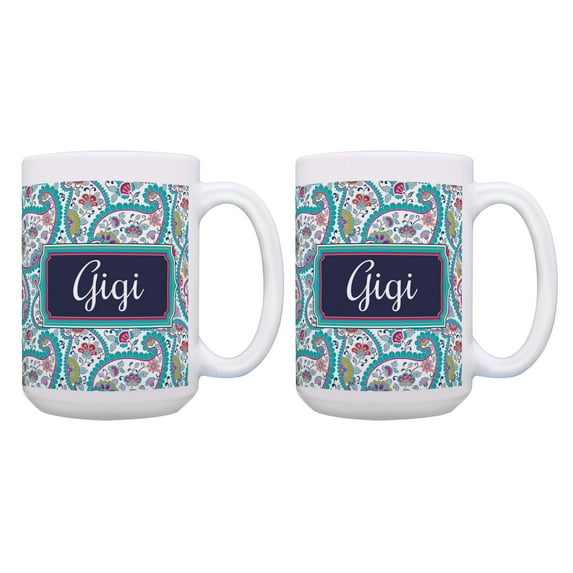 ThisWear New Gigi Gifts Paisley Gigi Coffee Mug Set Gigi Presents 2 Pack 15oz Coffee Mugs Paisley
