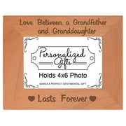 ThisWear New Grandpa Gifts Love Between a Grandfather and Granddaughter Lasts Forever Fathers Day Gifts for Grandpa Wood Laser 4x6 Landscape Picture Frame