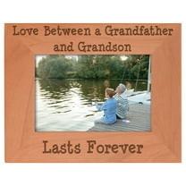 ThisWear New Grandpa Gifts Love Between Grandfather Grandson Lasts Forever Natural Wood Engraved 4x6 Landscape Picture Frame Wood