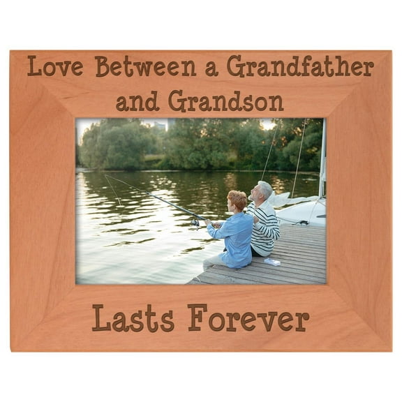 ThisWear New Grandpa Gifts Love Between Grandfather Grandson Lasts Forever Natural Wood Engraved 4x6 Landscape Picture Frame Wood