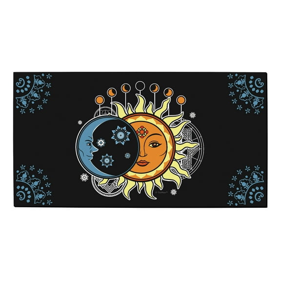 ThisWear New Home Decor Sun & Moon Mandala Decor Rubber Welcome Mat Home Warming Gift Celestial Doormat Multi