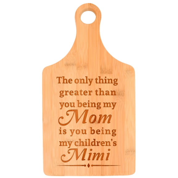 ThisWear New Mimi Gifts Only Thing Greater My Mom My Children's Mimi Paddle Shaped Bamboo Cutting Board