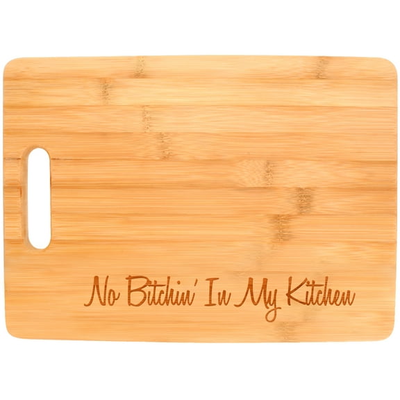 ThisWear No Bitchin in My Kitchen Decor Funny Baking Cooking Quote Big Rectangle Bamboo Cutting Board
