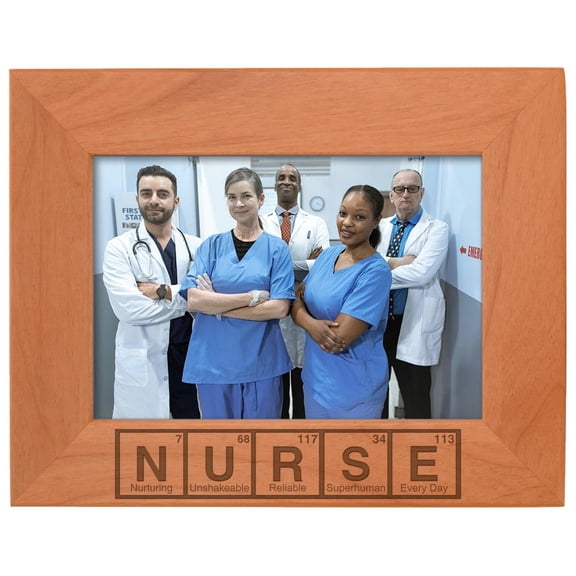 ThisWear Nurse Gift Science STEM Nerd Periodic Table Natural Wood Engraved 5x7 Landscape Picture Frame Wood