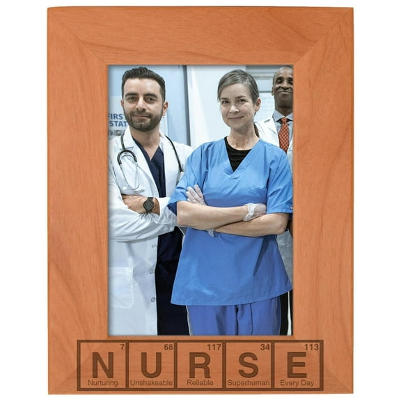 ThisWear Nurse Gift Science STEM Nerd Periodic Table Natural Wood Engraved 5x7 Portrait Picture Frame Wood
