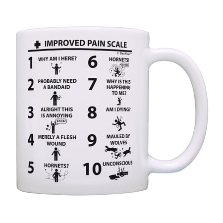 ThisWear Nurse Practitioner Gift Funny Doctor Gifts Improved Pain Scale CNA 11 ounce Coffee Mug