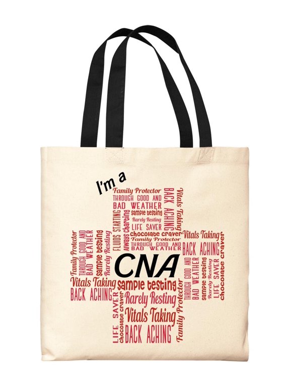 Nurse Week Gifts for Women I'm a CNA Essential Attributes Black Handle Canvas Tote Bag