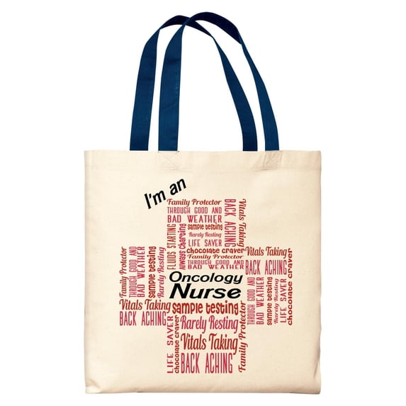 ThisWear Oncology Nurse Gifts for Women I'm an Oncology Nurse Essential Attributes Navy Handle Canvas Tote Bag