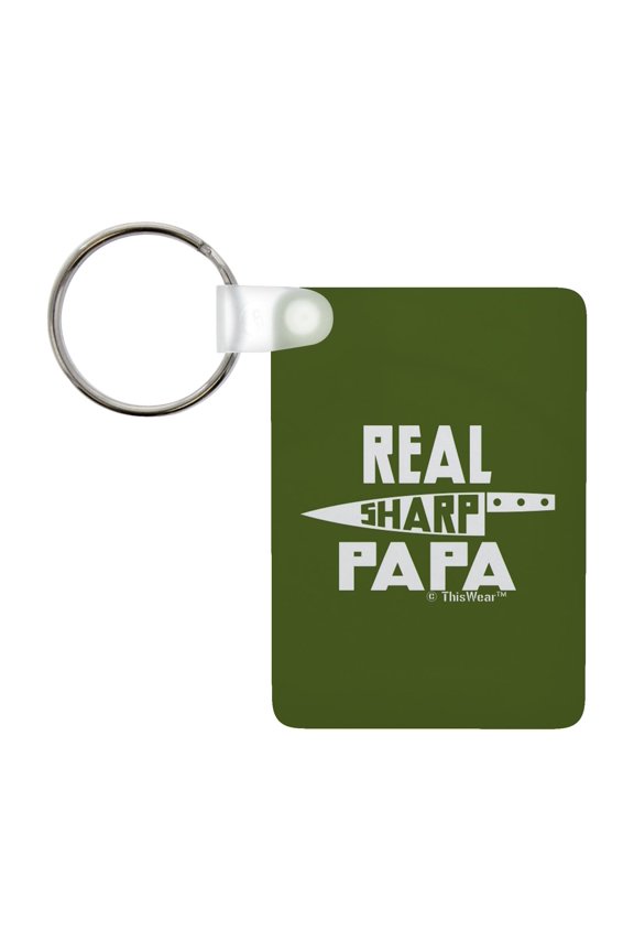 Papa Appreciation Gift Real Sharp Papa Knife Pun Aluminum Rectangle Keychain