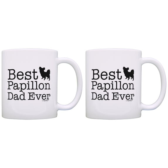ThisWear Papillon Gifts Best Papillon Dad Ever Papillon 11 ounce 2 Pack Coffee Mugs