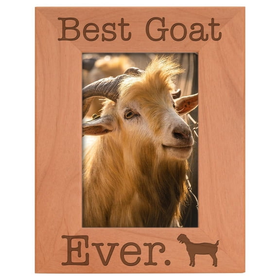 ThisWear Pet Goat Gift Best Goat Ever Natural Wood Engraved 4x6 Portrait Picture Frame Wood