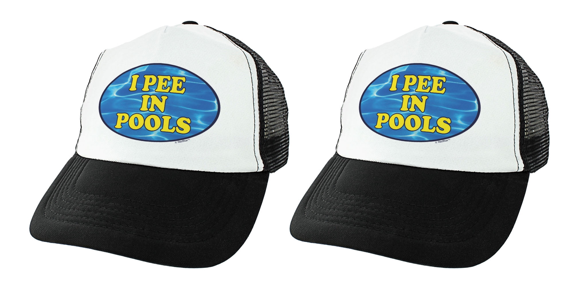 ThisWear Pool Gift Set Pee in Pools Gag Gifts for Adults Funny Summer Hat  BBQ Accessories 2-Pack Trucker Hats 