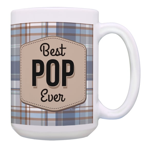 ThisWear Pop Day Gifts Best Pop Ever Gifts Pop Coffee Mug Pop Cup 15oz Coffee Mug Blue Plaid