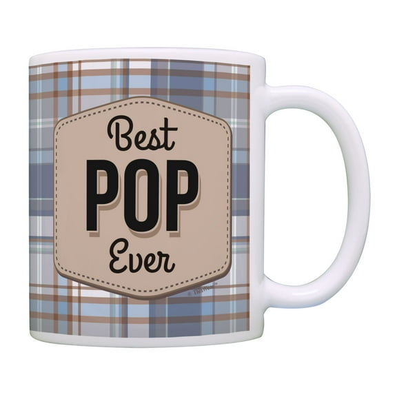 ThisWear Pop Mug Best Pop Ever Cup Pop Gifts Fathers Day Mug Pop Present Coffee Mug Blue Plaid
