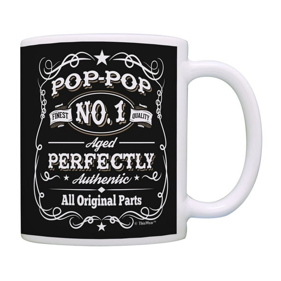 ThisWear Pop-Pop Birthday Mug Authentic Original Parts Birthday Coffee Cup Pop-Pop Coffee Mug Black