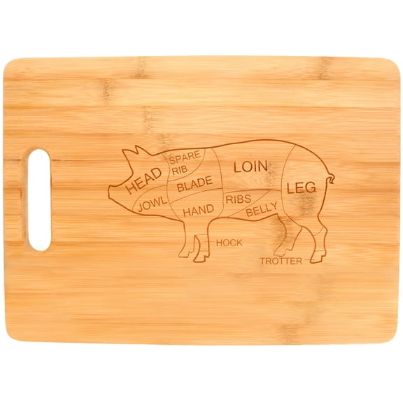ThisWear Pork Butcher Cuts Kitchen Decor Barbecue BBQ Pig Bacon Big Rectangle Bamboo Cutting Board