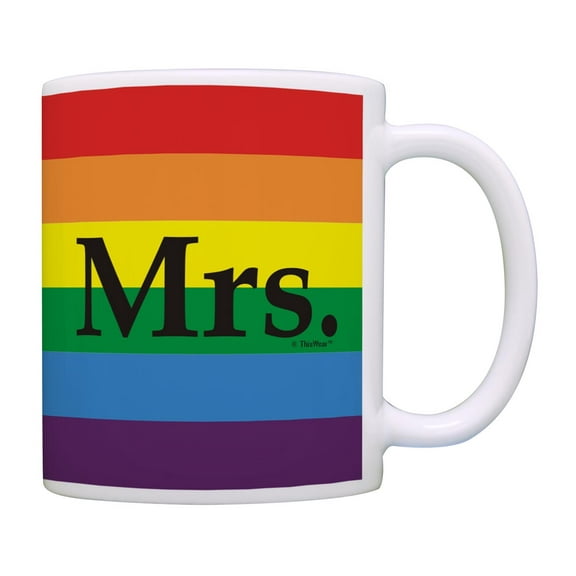 ThisWear Pro Gay Rights Pride Gift Mrs 11 ounce Coffee Mug Rainbow