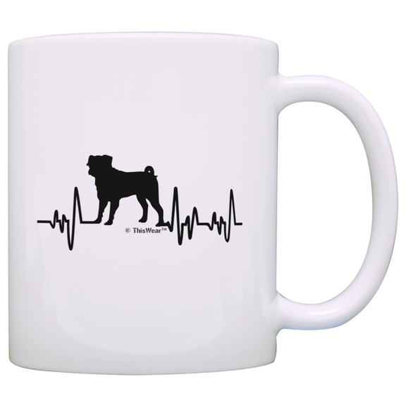 ThisWear Pug Gifts for Women Dog Lover Heartbeat Pug Themed Gifts Dog Pug Lover 11 ounce Coffee Mug