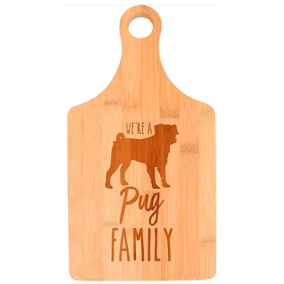 ThisWear Pug Mom Dog Lover We're A Pug Family Paddle Shaped Bamboo Cutting Board