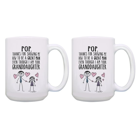 ThisWear Punny Pop Gift Set Pop Thanks for Showing Me Pop Humor Gifts 2 Pack 15oz Coffee Mugs