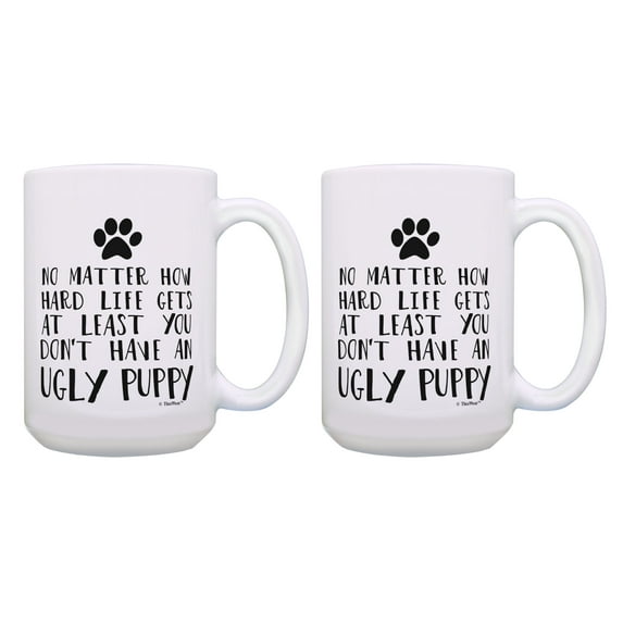 ThisWear Puppy Mugs At Least You Dont Have An Ugly Puppy Parent Gift 2 Pack 15oz Coffee Mugs