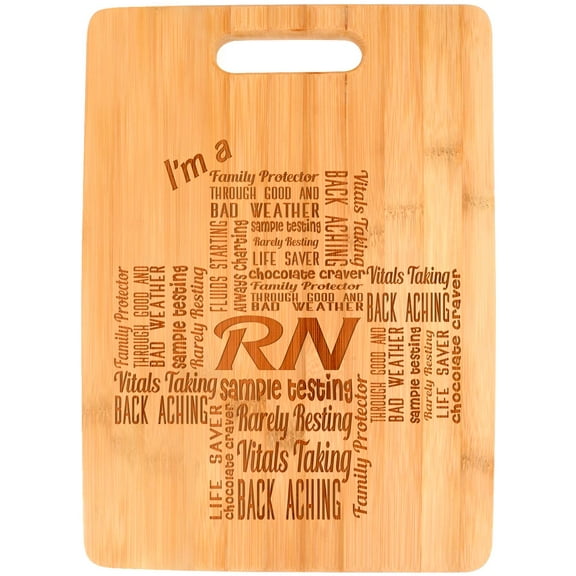 ThisWear RN Gifts for Nurses I'm a RN Essential Attributes Big Rectangle Bamboo Cutting Board