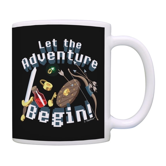 ThisWear RPG Sword Shield Let The Adventure Begin RPG Items Coffee Mug Black