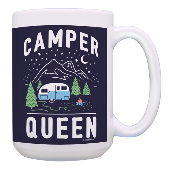 ThisWear RV Camper Gifts for Women Camper Queen Mug Camping Coffee Cup RV Mug 15oz Coffee Mug Multi