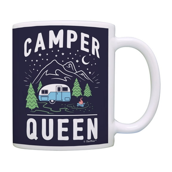 ThisWear RV Camping Gifts for Women Camper Queen Camping Cup RV Living Gifts Retro RV Coffee Mug Multi
