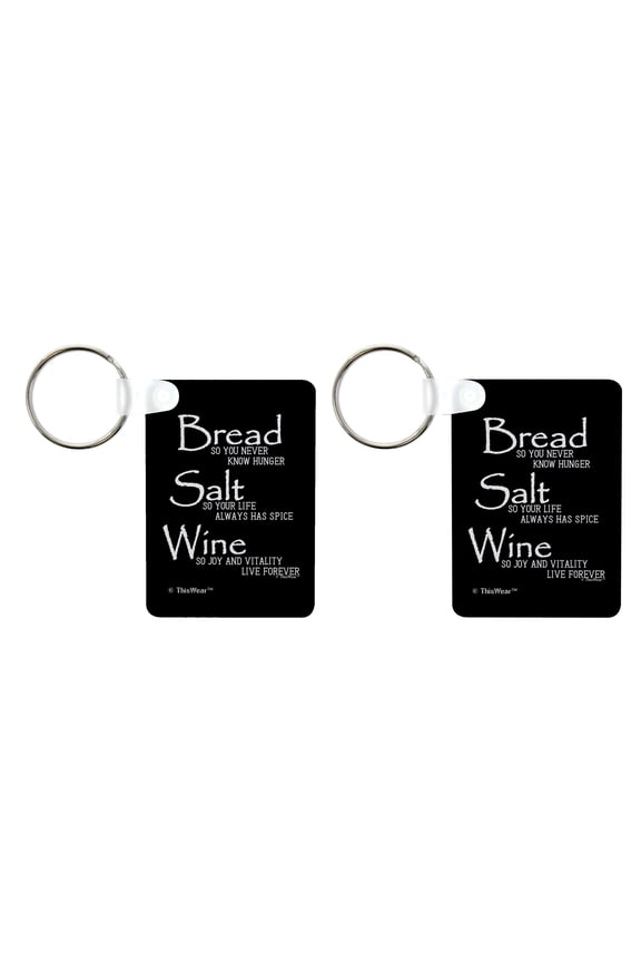 Real Estate Closing Gift for Women Wonderful Life Quote Bread Salt Wine 2-Pack Aluminum Rectangle Keychain