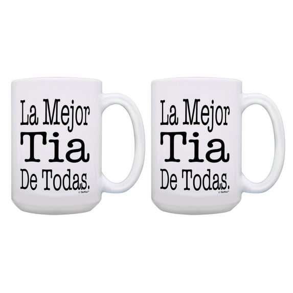 ThisWear Regalos Para Tias Mejor Tia De Todas Mug Set Tias Tazas 2 Pack 15oz Coffee Mugs