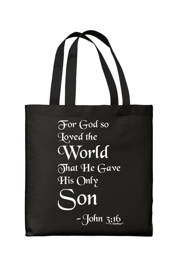 Religious Easter Decorations John 3:16 Scripture Verse Easter Gifts for Women Black Canvas Tote Bag