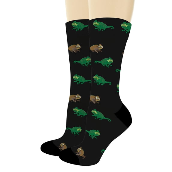 ThisWear Reptile Socks Chameleon Print Socks Chameleon Novelty Gifts Crazy Socks 1-Pair Novelty Crew Socks