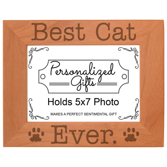ThisWear Rescue Cat Gifts Best Cat Ever Wood Laser 5x7 Landscape Picture Frame