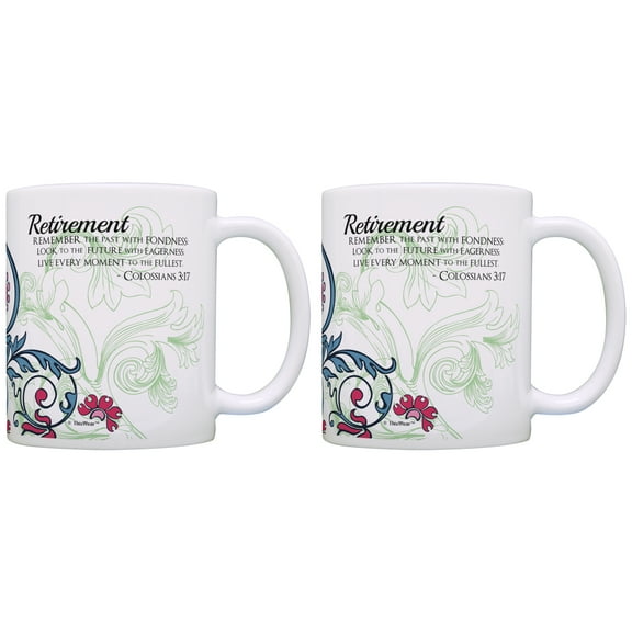 ThisWear Retirement Gifts for Teachers Nurses Live Every Moment to Fullest Colossians 3:17 Retired Funny Retirement Gifts for Mom 11 ounce 2 Pack Coffee Mugs Paisley