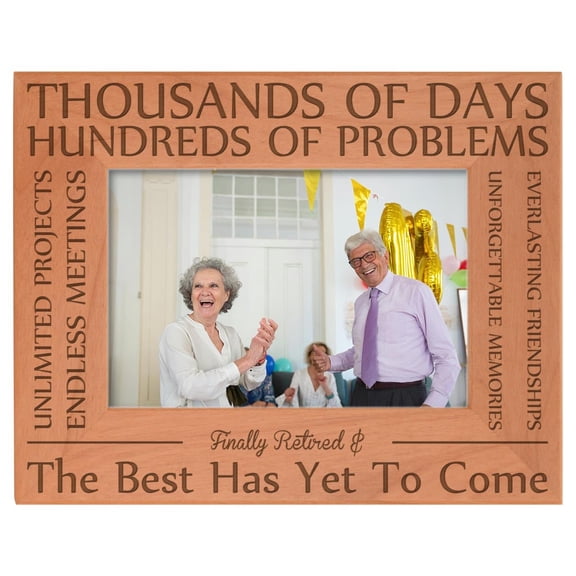 ThisWear Retirement Gift Finally Retired The Best Has Yet to Come Natural Wood Engraved 4x6 Landscape Picture Frame Wood