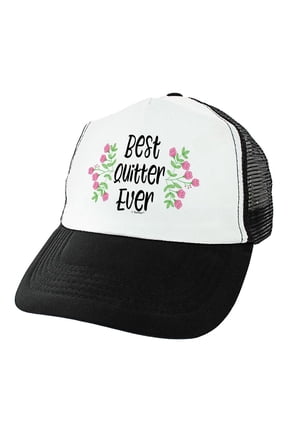 Retirement Gifts for Women Best Quitter Ever Floral Trucker Hat Black