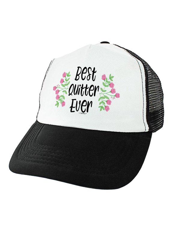 Retirement Gifts for Women Best Quitter Ever Floral Trucker Hat Black