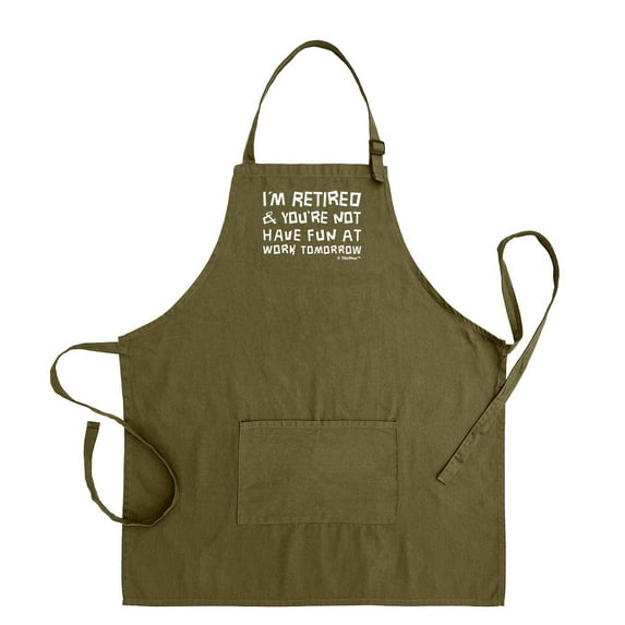 ThisWear Retirement I'm Retired You're Not Have Fun at Work Apron for Kitchen Two Pocket Apron Military Green