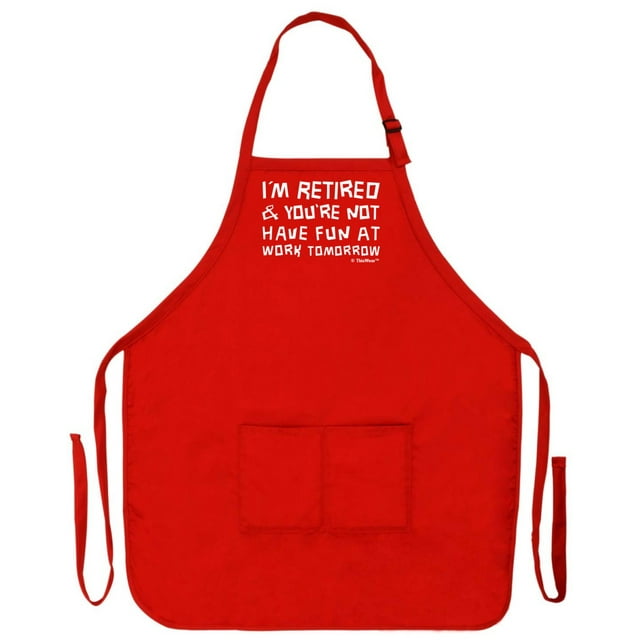 ThisWear Retirement I'm Retired You're Not Have Fun at Work Apron for Kitchen Two Pocket Apron Red