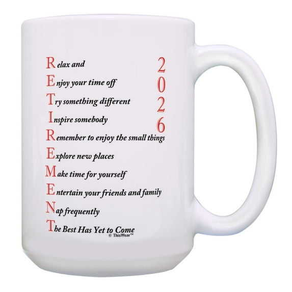 ThisWear Retirement Gift Ideas for Coworker Retirement 2026 Retired Poem 15oz Ceramic Coffee Mug with Handle